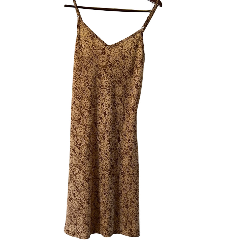 Vintage Express Beige and Brown Patterned Dress Juniors 7/8
